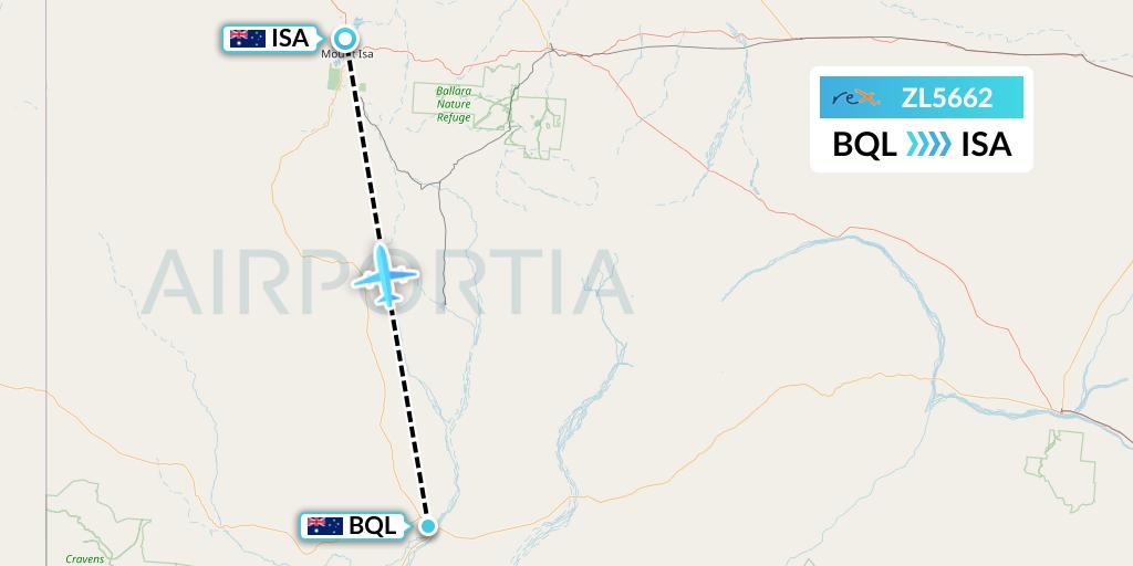 ZL5662 Regional Express Flight Map: Australia to Mount Isa