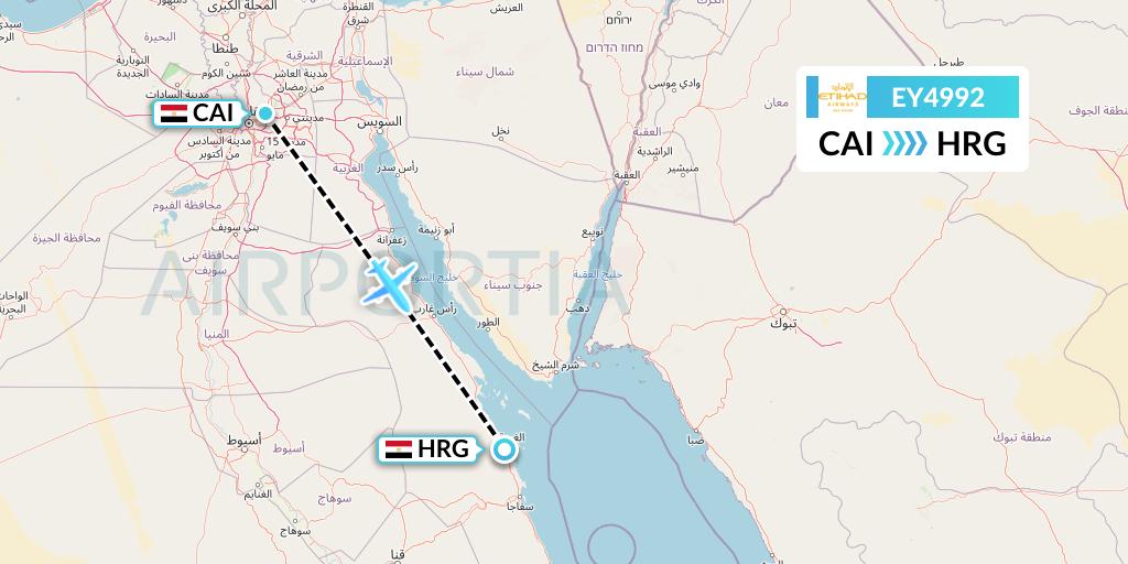 EY4992 Etihad Airways Flight Map: Cairo to Hurghada