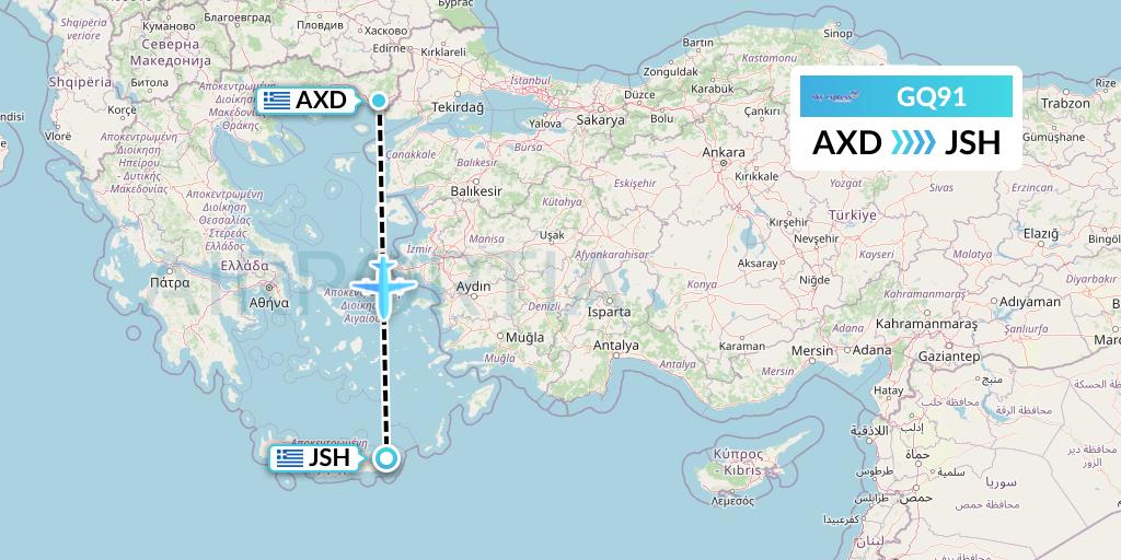 GQ91 Sky Express (Greece) Flight Map: Alexandroupolis to Sitia