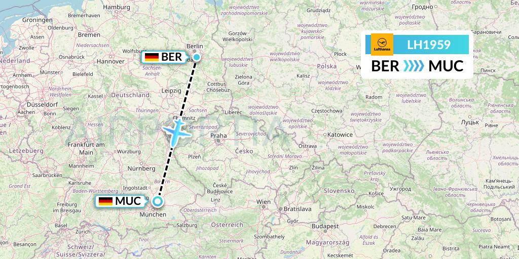 LH1959 Lufthansa Flight Map: Berlin to Munich