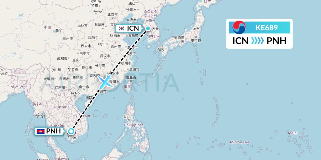 KE689 Flight Status Korean Air Seoul to Phnom Penh (KAL689)