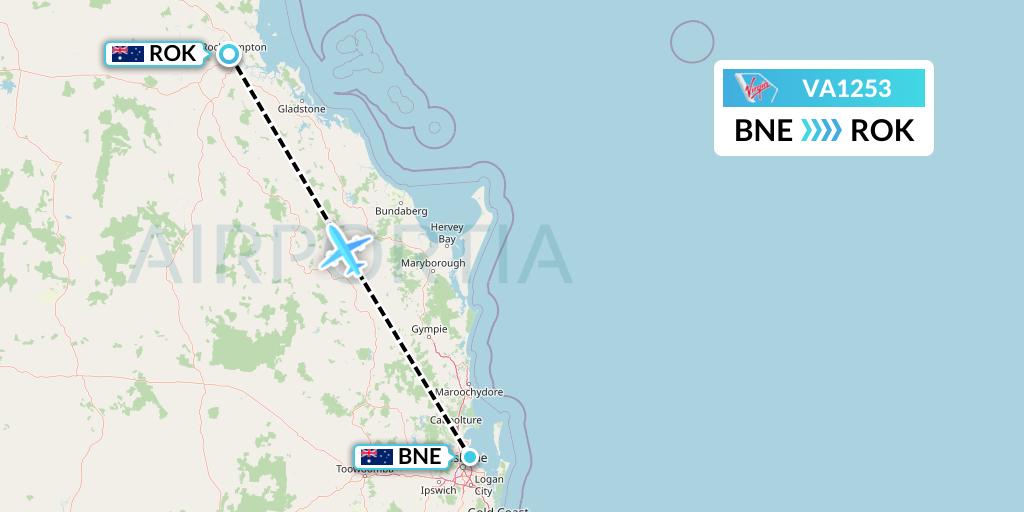 VA1253 Virgin Australia Flight Map: Brisbane to Rockhampton