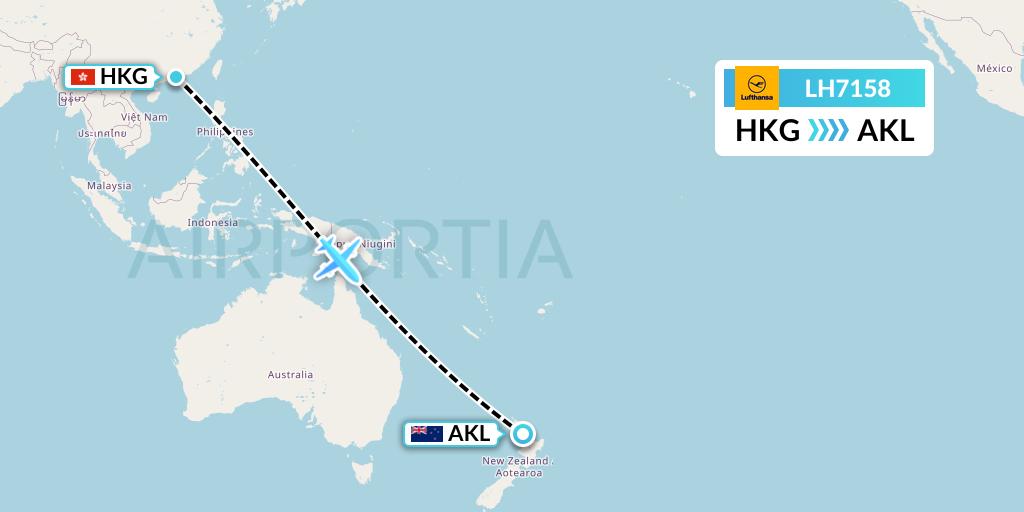 LH7158 Lufthansa Flight Map: Hong Kong to Auckland