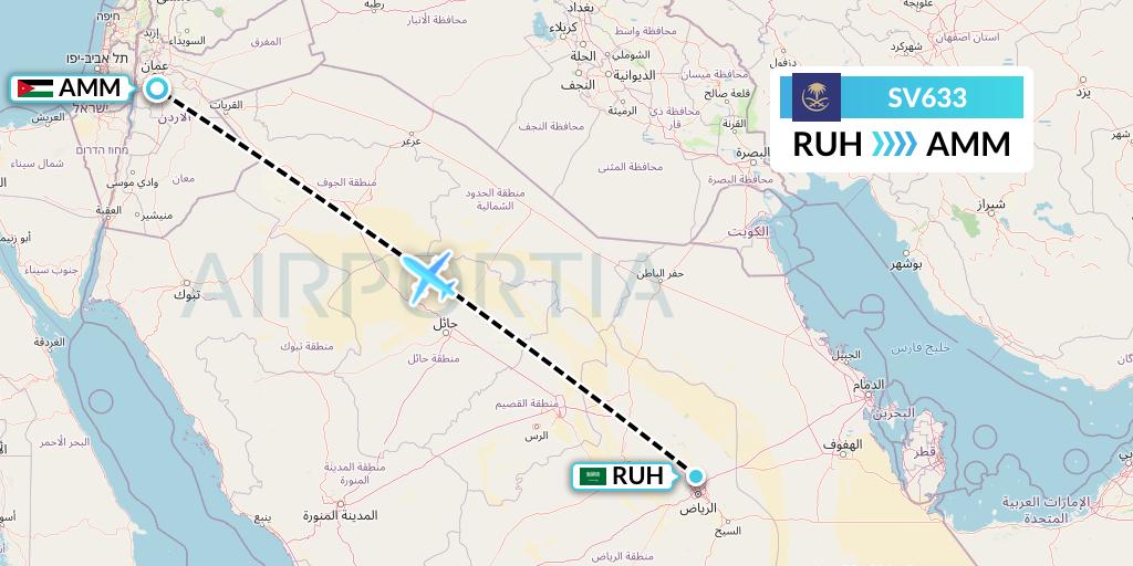 SV633 Flight Status Saudi Arabian Airlines Riyadh to Amman (SVA633)