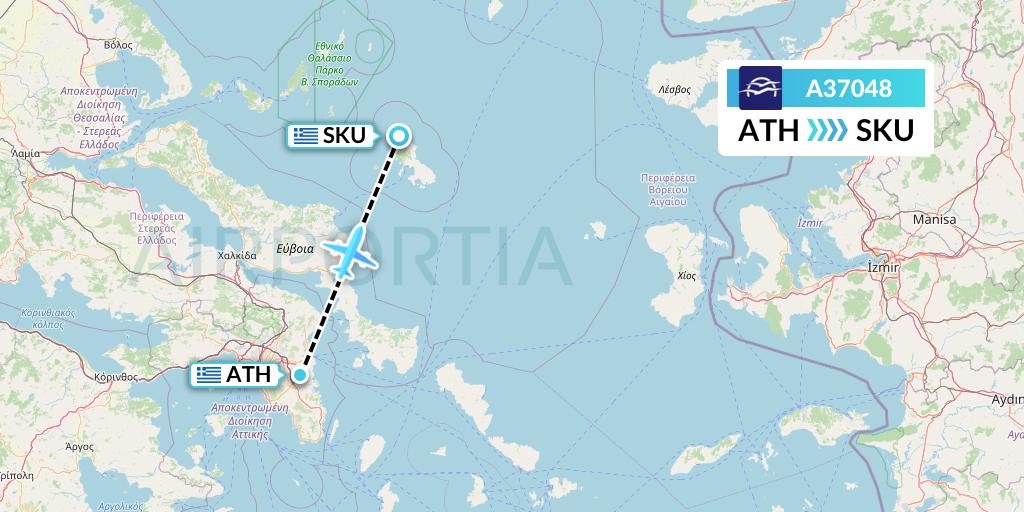 A37048 Aegean Airlines Flight Map: Athens to Skyros