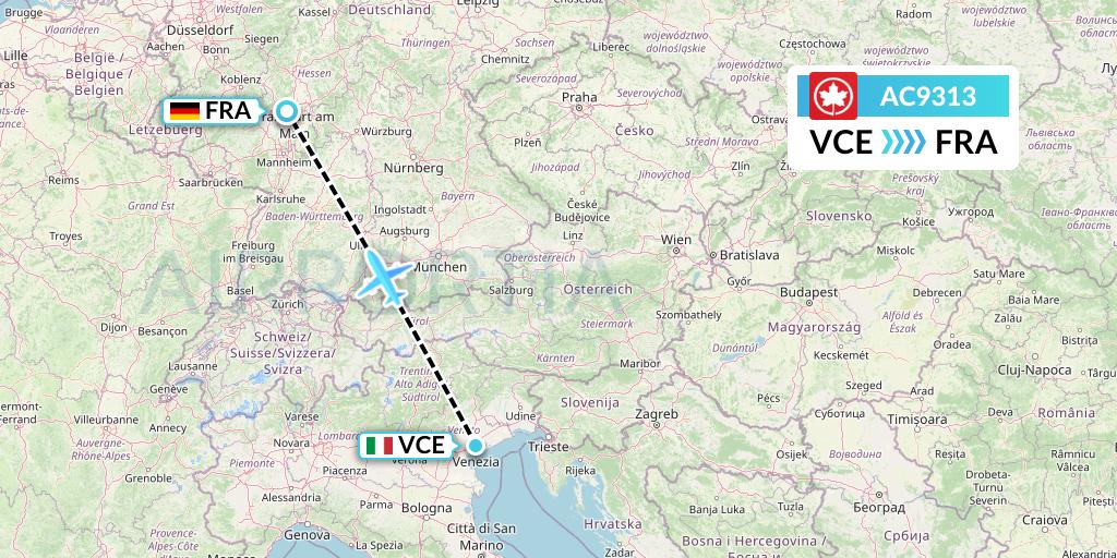 AC9313 Air Canada Flight Map: Venice to Frankfurt