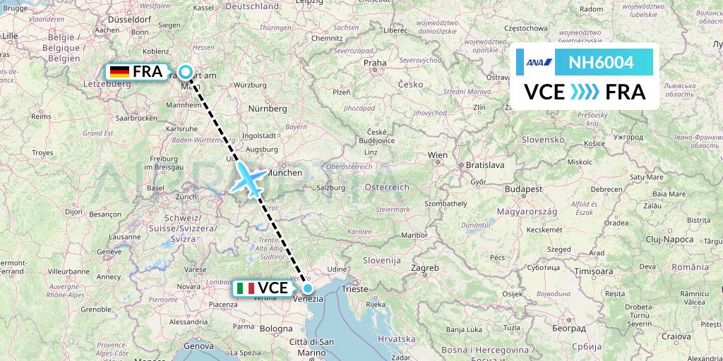 NH6004 All Nippon Airways Flight Map: Venice to Frankfurt