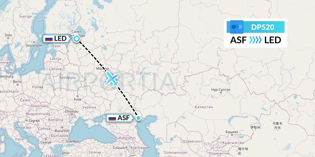 DP520 Pobeda Flight Map: Astrakhan to St. Petersburg