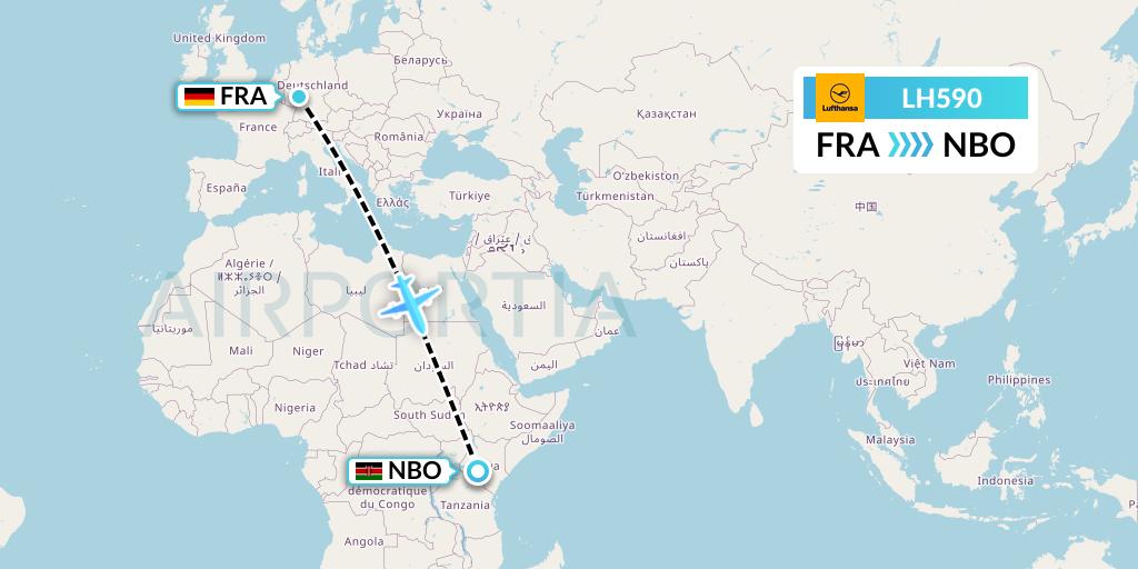 LH590 Lufthansa Flight Map: Frankfurt to Nairobi