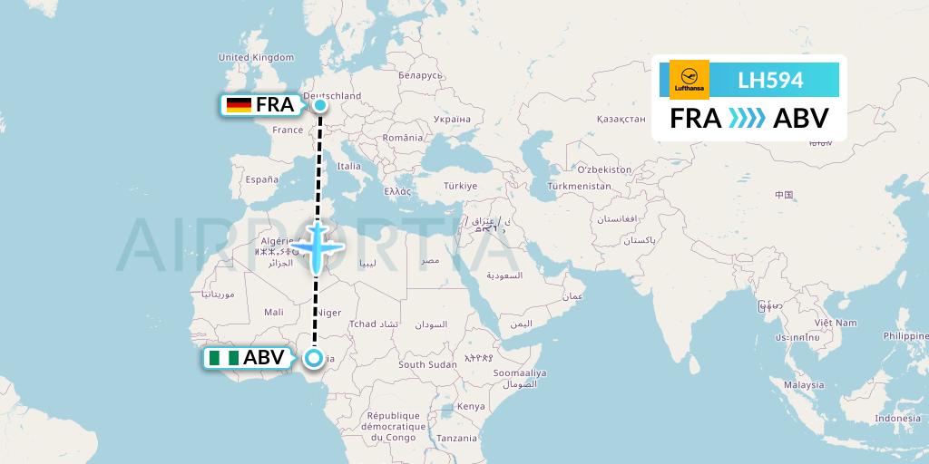 LH594 Lufthansa Flight Map: Frankfurt to Abuja