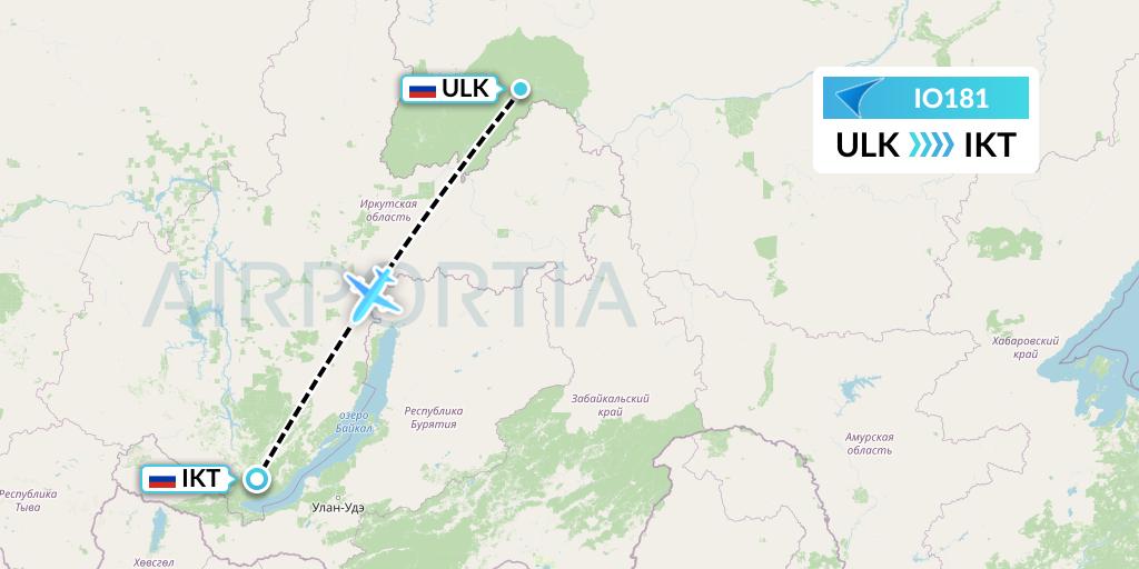 IO181 IrAero Flight Map: Lensk to Irkutsk