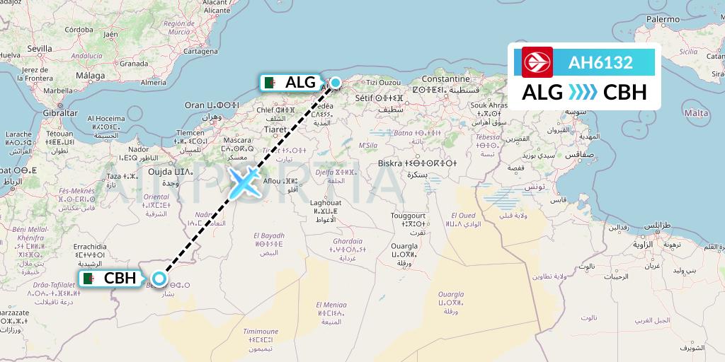 AH6132 Air Algerie Flight Map: Algiers to Bechar