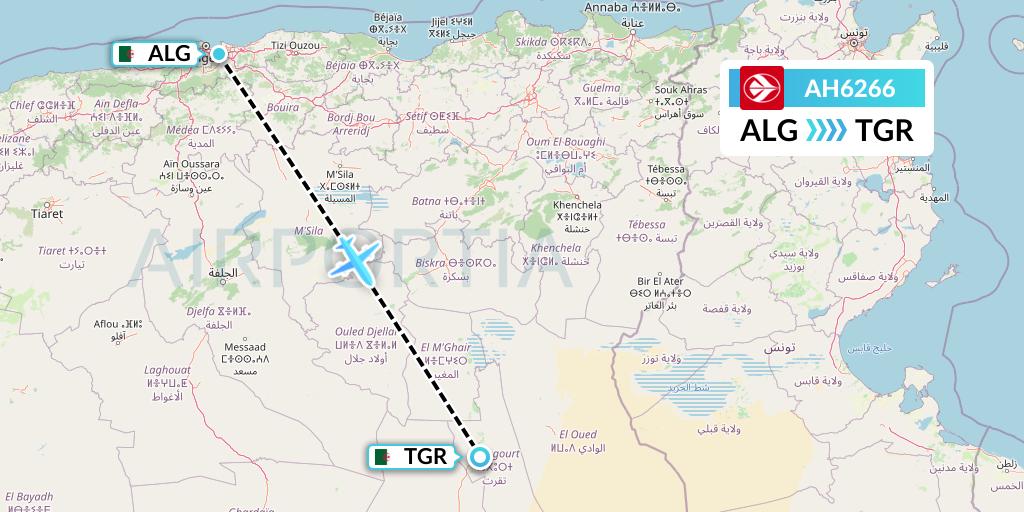 AH6266 Air Algerie Flight Map: Algiers to Touggourt