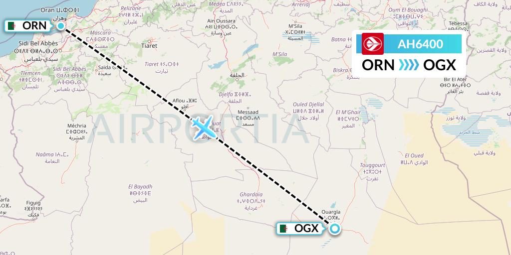 AH6400 Air Algerie Flight Map: Oran to Ouargla