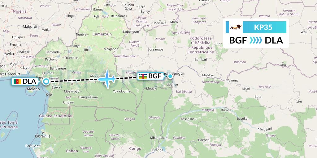 KP35 ASKY Flight Map: Bangui to Douala
