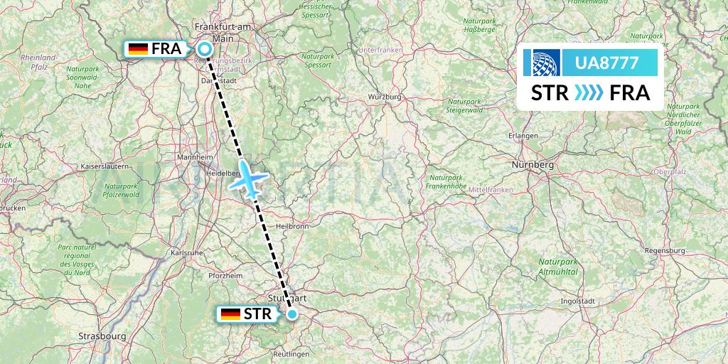 UA8777 United Airlines Flight Map: Stuttgart to Frankfurt