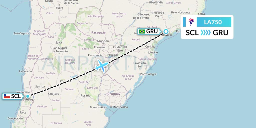 LA750 Flight Status LAN Airlines Santiago to Sao Paulo (LAN750)