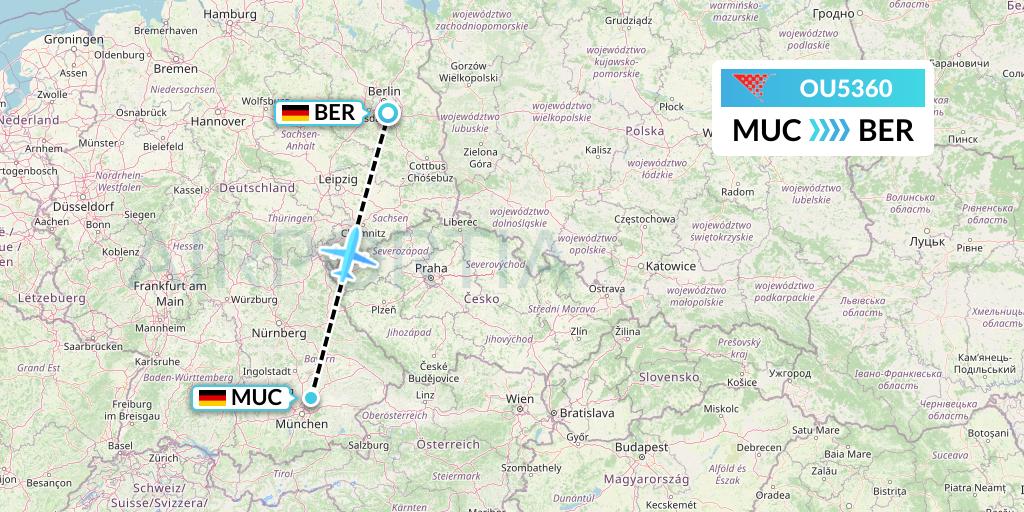 OU5360 Croatia Airlines Flight Map: Munich to Berlin