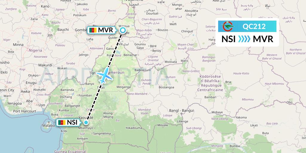 QC212 Camair-Co Flight Map: Yaounde to Maroua