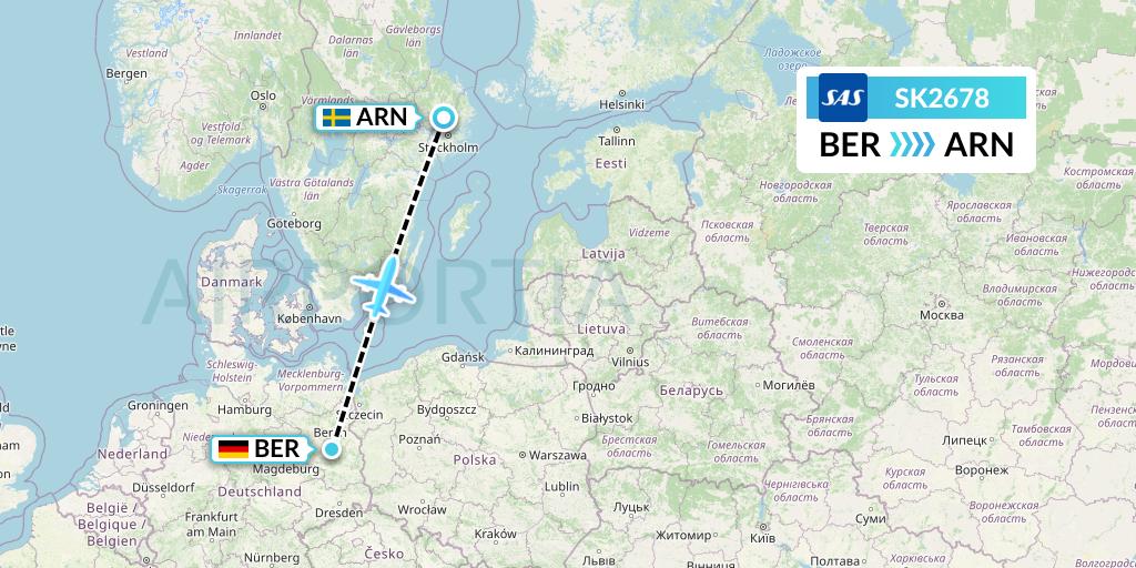 SK2678 SAS Flight Map: Berlin to Stockholm