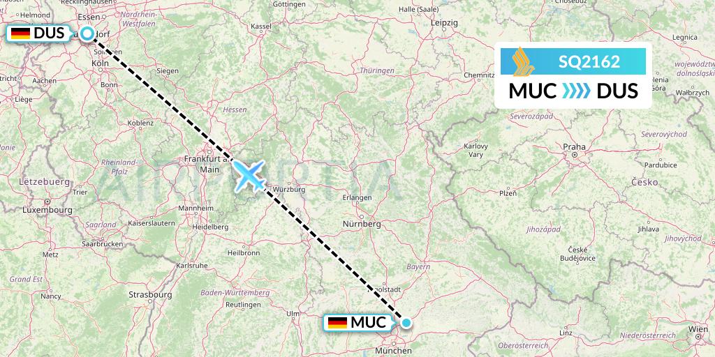 SQ2162 Singapore Airlines Flight Map: Munich to Dusseldorf