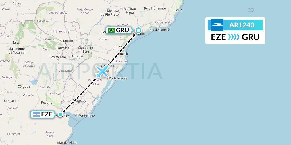 AR1240 Aerolineas Argentinas Flight Map: Buenos Aires to Sao Paulo