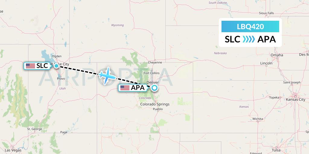LBQ420 Quest Diagnostics Flight Map: Salt Lake City to Denver