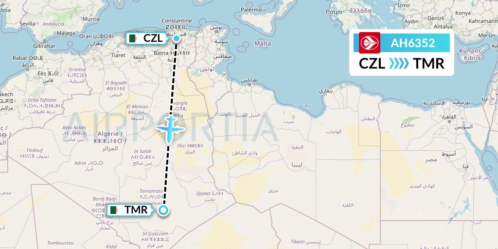 AH6352 Air Algerie Flight Map: Constantine to Tamanrasset