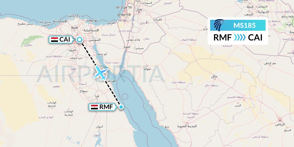 MS185 EgyptAir Flight Map: Marsa Alam to Cairo
