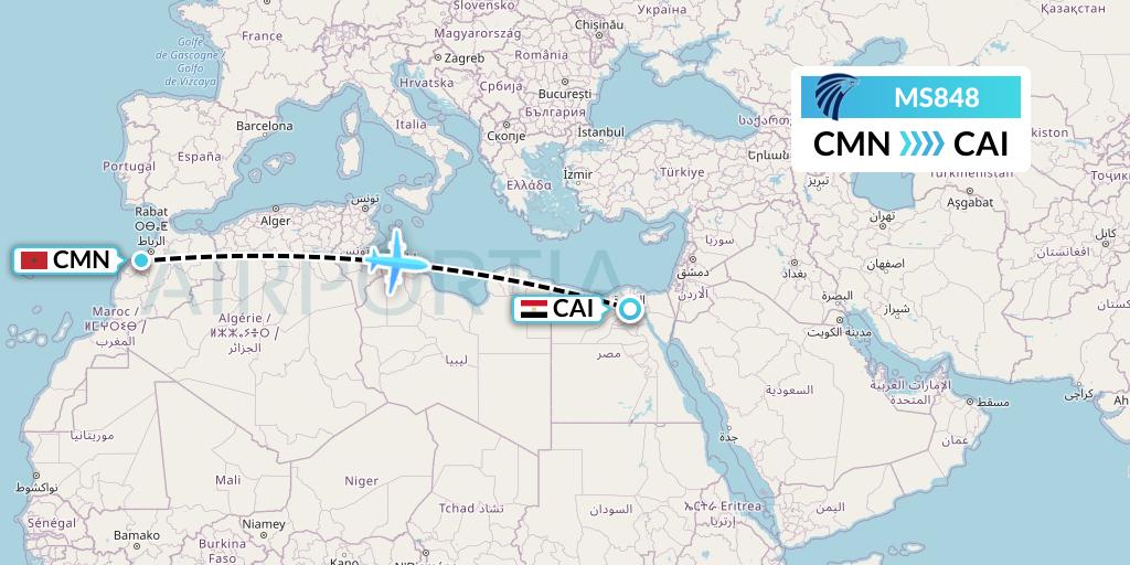MS848 Flight Status EgyptAir Casablanca to Cairo (MSR848)