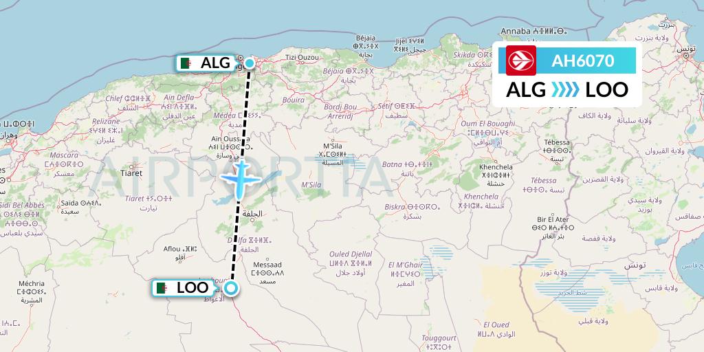 AH6070 Air Algerie Flight Map: Algiers to Laghouat