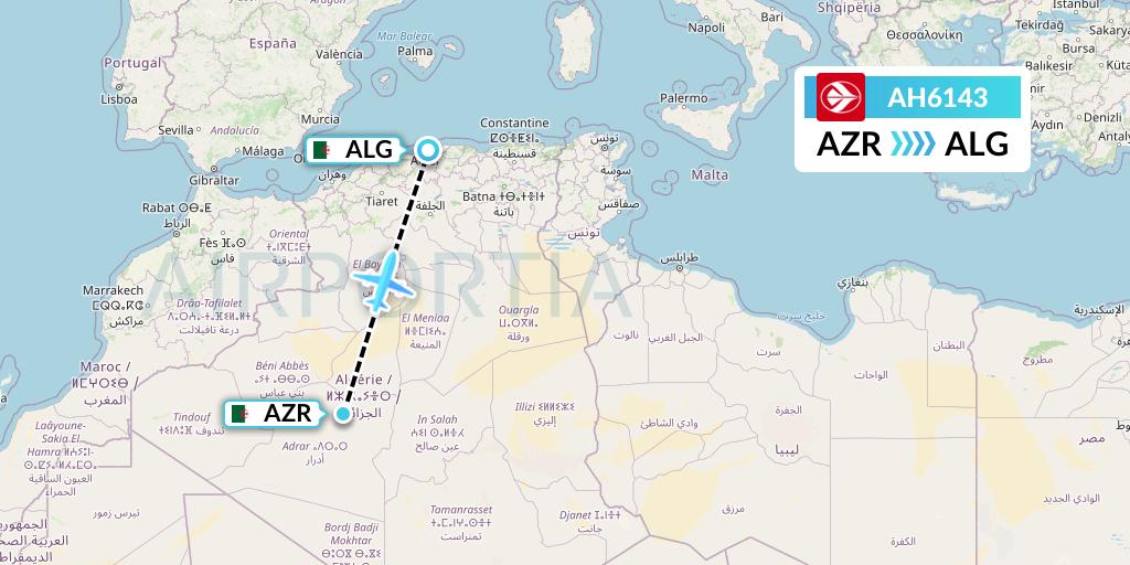 AH6143 Air Algerie Flight Map: Adrar to Algiers