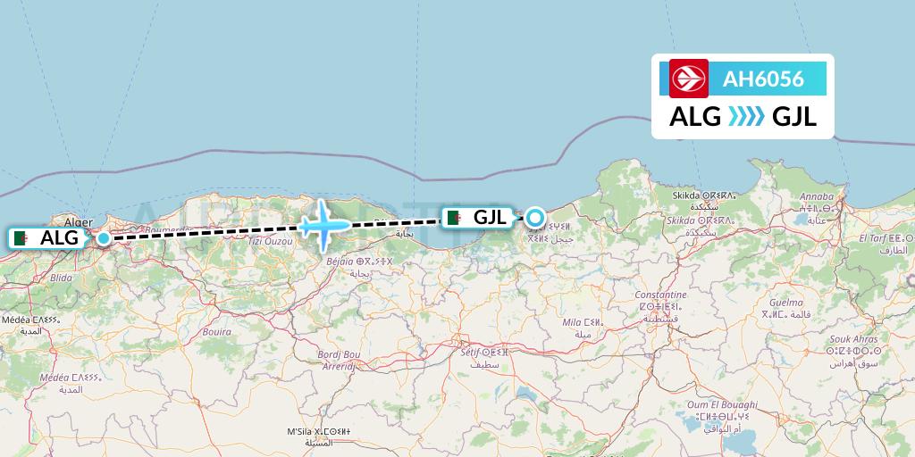 AH6056 Air Algerie Flight Map: Algiers to Jijel