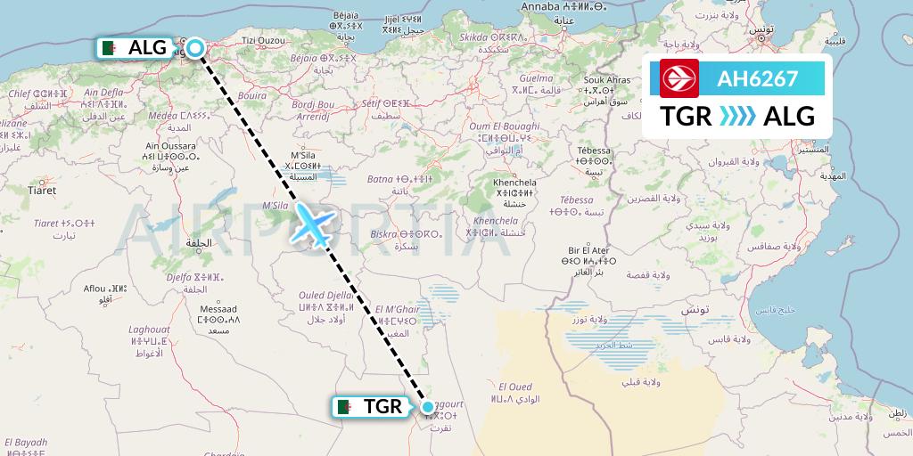 AH6267 Air Algerie Flight Map: Touggourt to Algiers