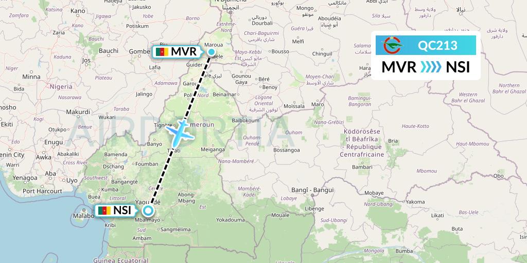 QC213 Camair-Co Flight Map: Maroua to Yaounde