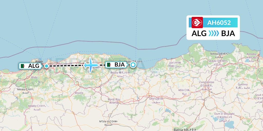 AH6052 Air Algerie Flight Map: Algiers to Bejaia