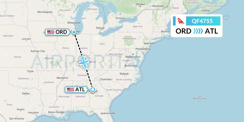 QF4755 Qantas Flight Map: Chicago to Atlanta