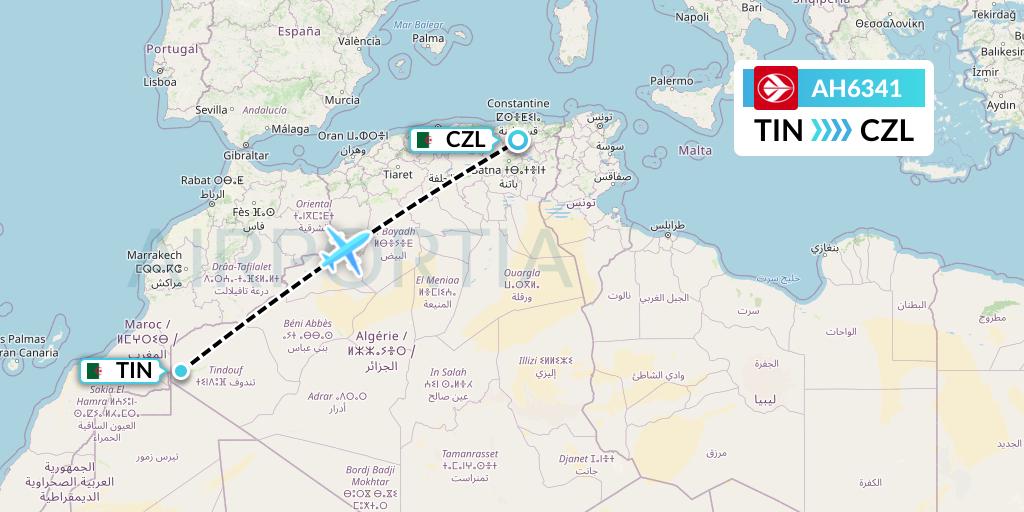 AH6341 Air Algerie Flight Map: Tindouf to Constantine