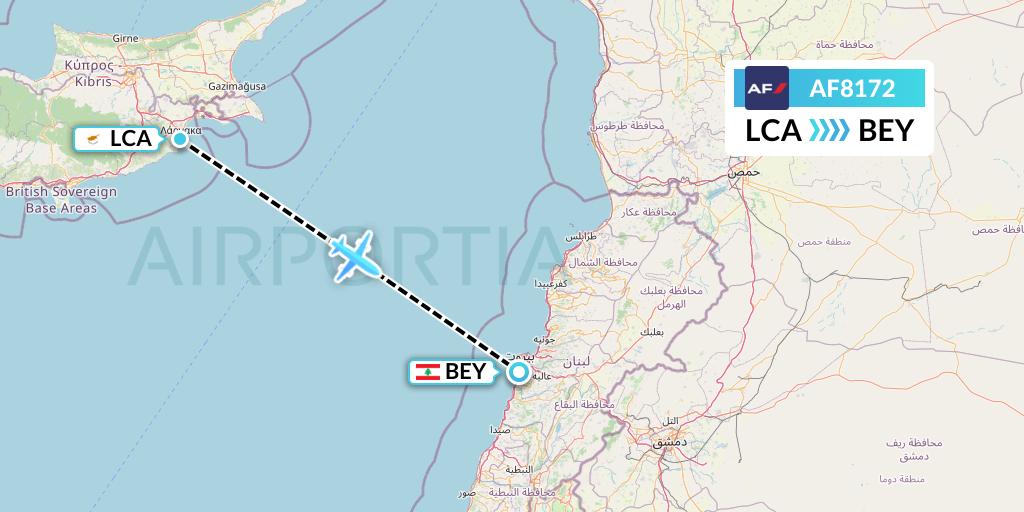 AF8172 Air France Flight Map: Larnaca to Beirut