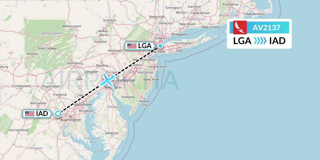 AV2137 Avianca Flight Map: New York to Washington