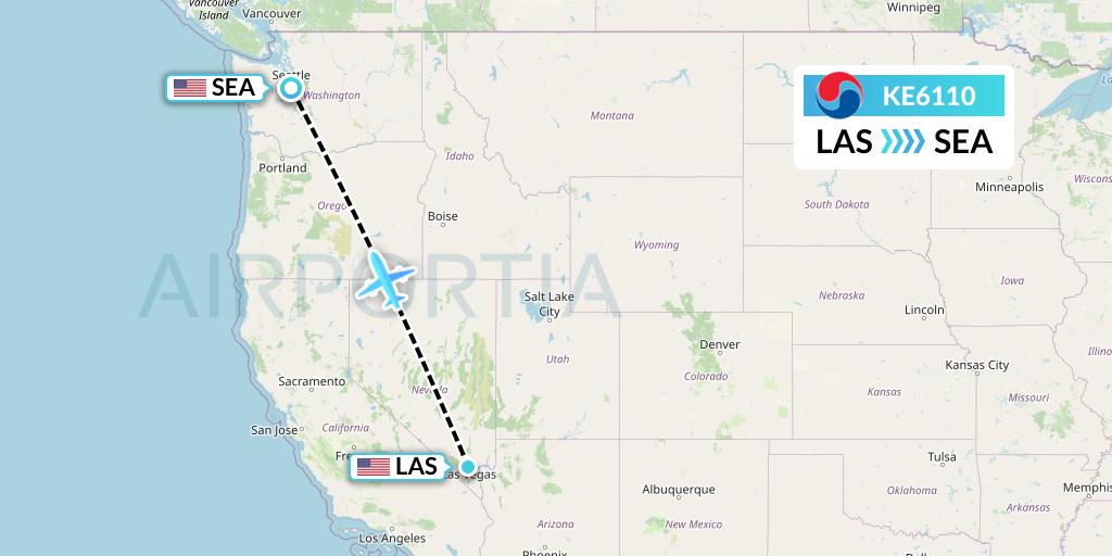 KE6110 Korean Air Flight Map: Las Vegas to Seattle