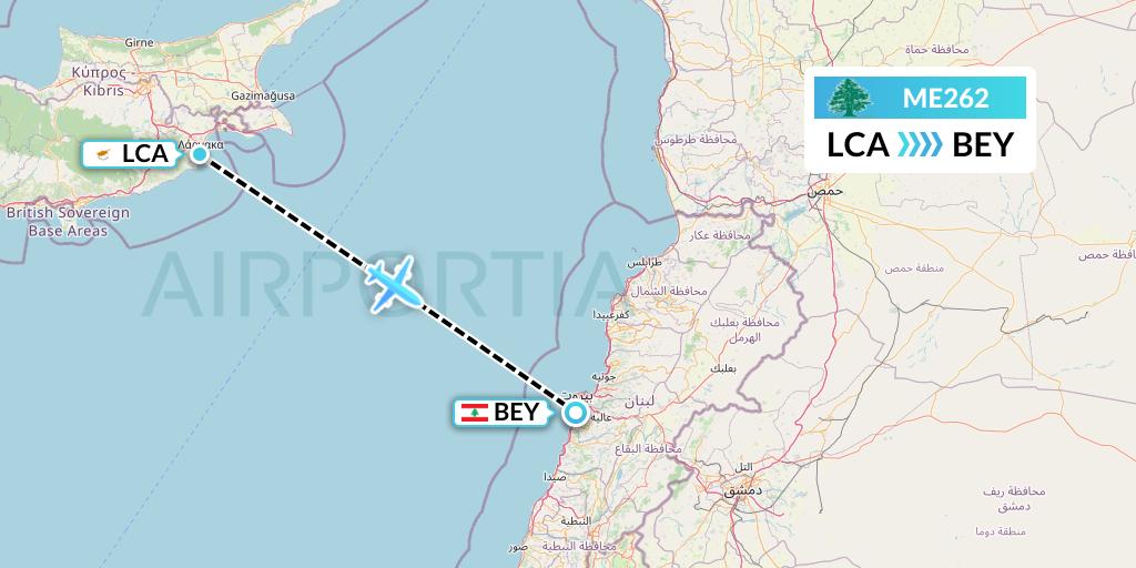 ME262 MEA Flight Map: Larnaca to Beirut