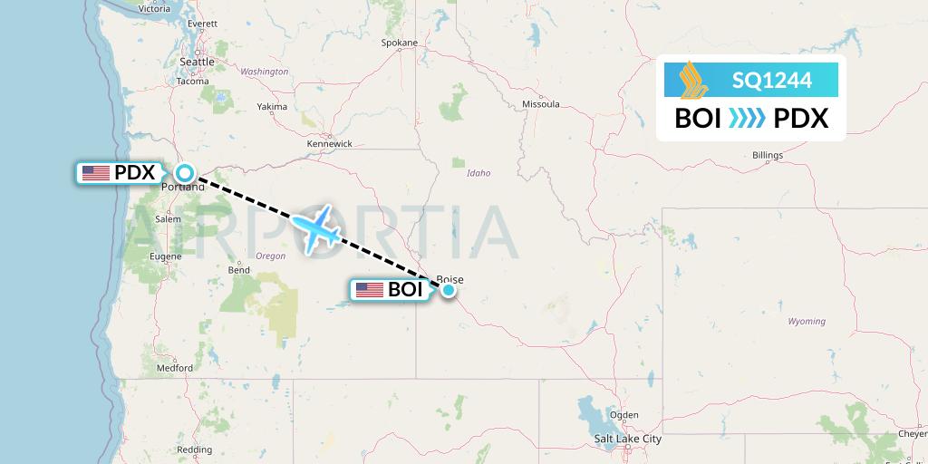 SQ1244 Singapore Airlines Flight Map: Boise to Portland