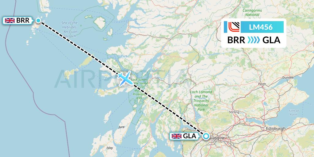 LM456 Loganair Flight Map: Barra to Glasgow