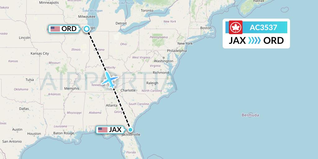 AC3537 Air Canada Flight Map: Jacksonville to Chicago