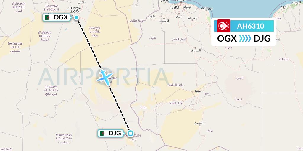 AH6310 Air Algerie Flight Map: Ouargla to Djanet
