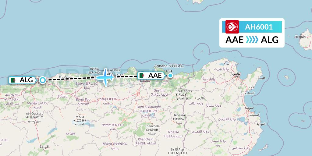 AH6001 Air Algerie Flight Map: Annaba to Algiers