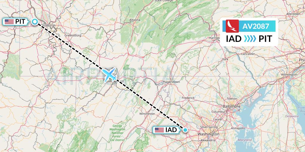 AV2087 Avianca Flight Map: Washington to Pittsburgh