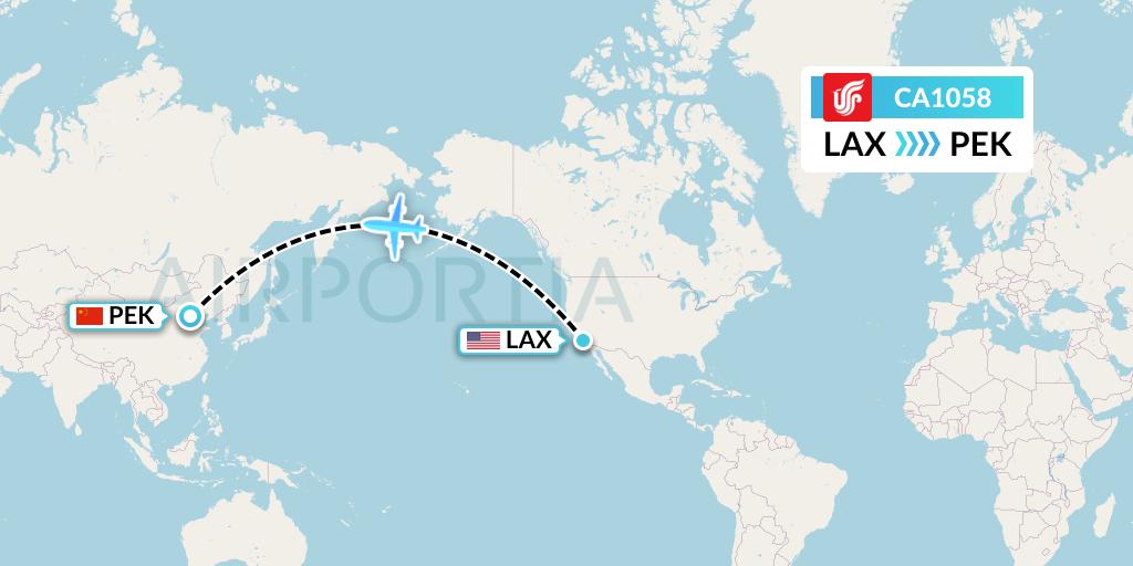 CA1058 Air China Flight Map: Los Angeles to Beijing