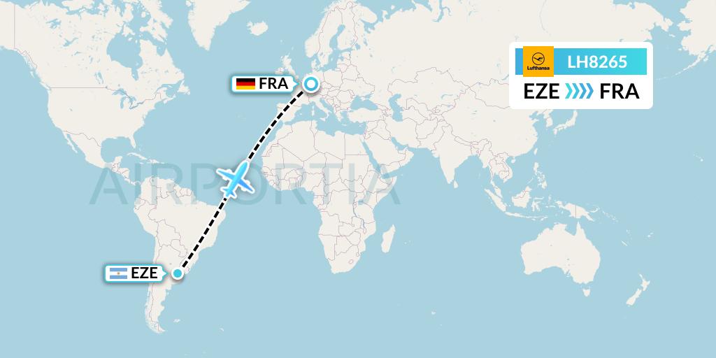 LH8265 Lufthansa Flight Map: Buenos Aires to Frankfurt